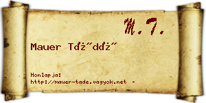 Mauer Tádé névjegykártya